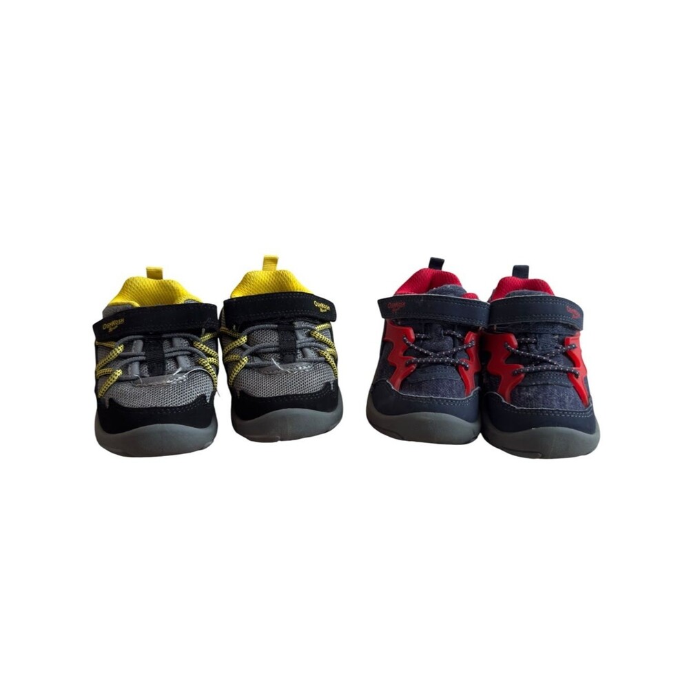 OshKosh B'Gosh Baby Bundle of 2 Gray Yellow Blue Red Velcro Sneakers. 5 Toddler.